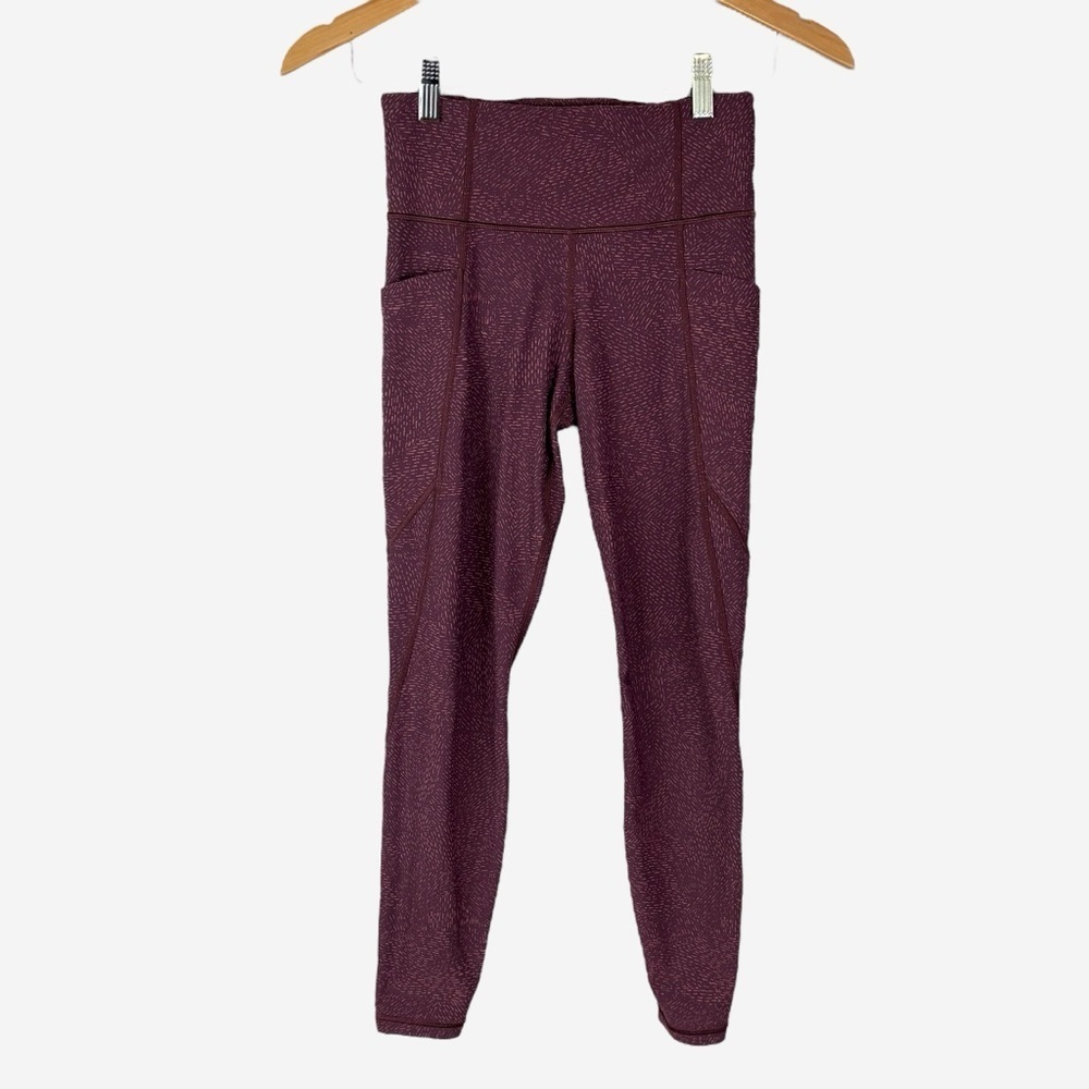 Athleta Salutation Stash Pocket Rainwater Tight Size XS Burgundy Printed - Picture 3 of 13